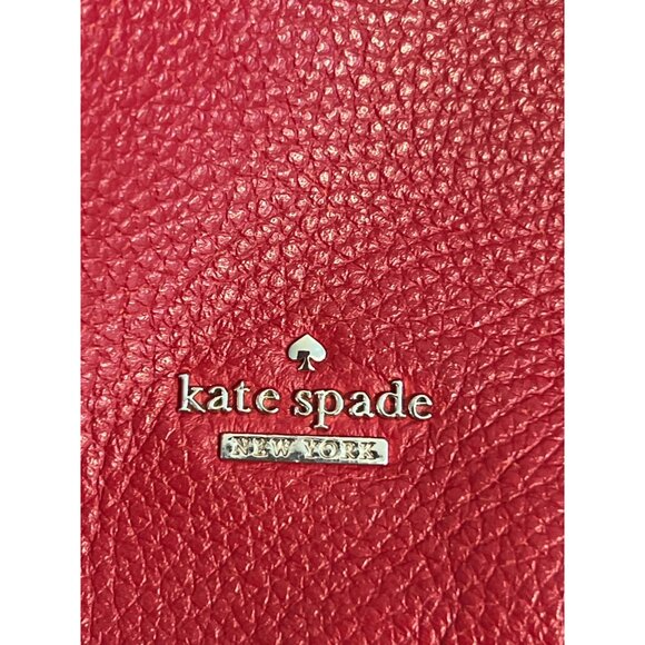Kate Spade New York Red Pebbled Leather Tote Shoulder Bag Tassel Accent - Picture 2 of 9